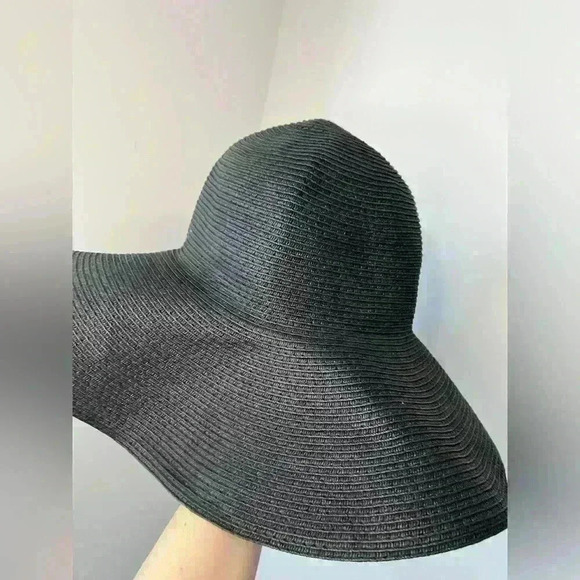 Joe Fresh Women’s Black Paper Polyester Large Euro Summer Coastal Sun Hat - Picture 5 of 8